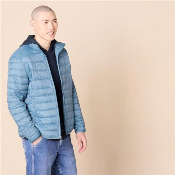 Mens lightweight puffer jacket water resistant packable zip coat big and tall - Picture 2 of 7